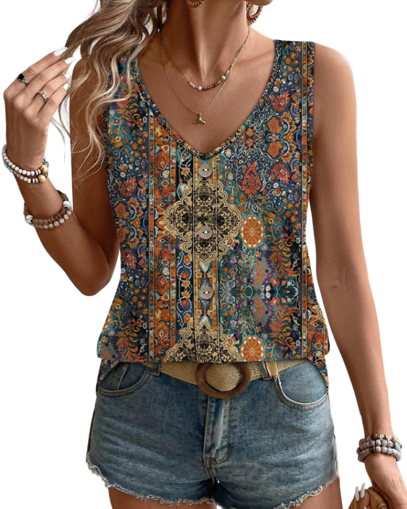 Elira Tank Top for Women – Eyelet V-Neck Top, Flowy Sleeveless Cut & Chic Summer Style