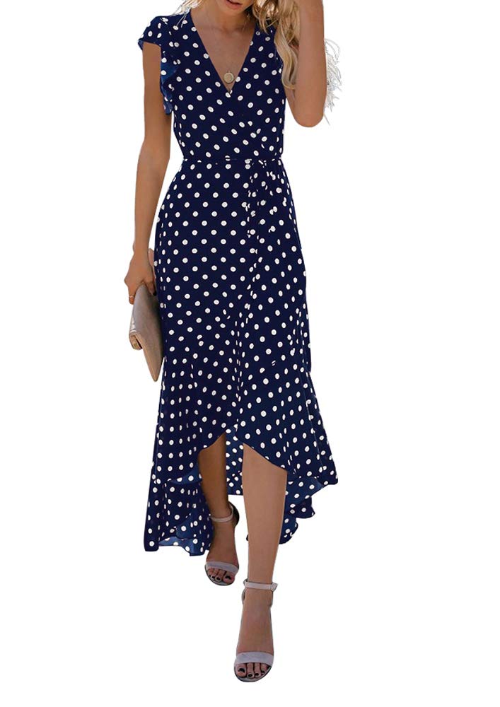 Gertrude Dress for Women – Floral V-Neck Wrap, Flowy Maxi Cut & Asymmetric Hem, Summer