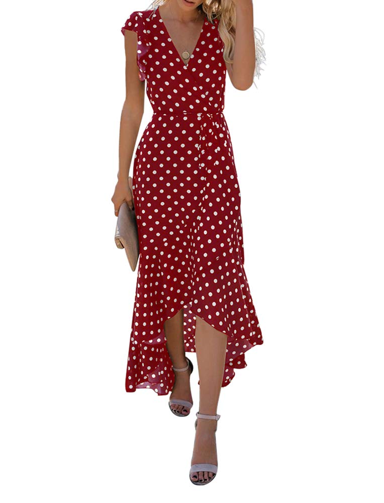 Gertrude Dress for Women – Floral V-Neck Wrap, Flowy Maxi Cut & Asymmetric Hem, Summer