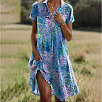 Jeanne Dress for Women – Elegant V-Neck Dress with Buttons, Flattering Cut & Timeless Floral Pattern
