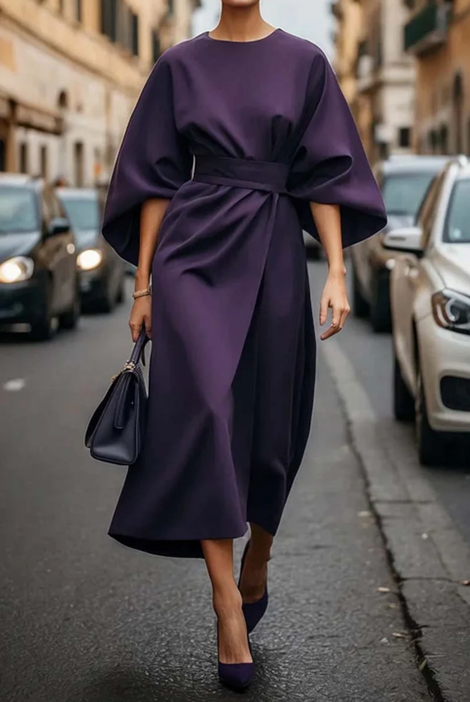 Louise Elegant Dress for Women – Feminine Design with Lantern Sleeves & Adjustable Fitted Cut