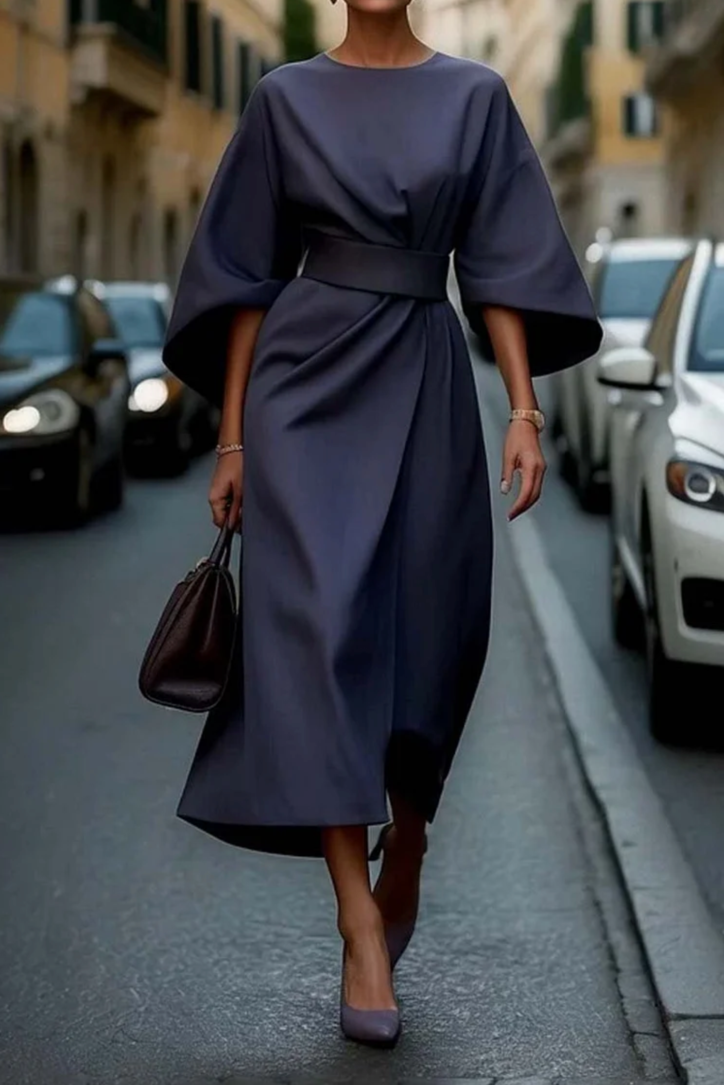 Louise Elegant Dress for Women – Feminine Design with Lantern Sleeves & Adjustable Fitted Cut