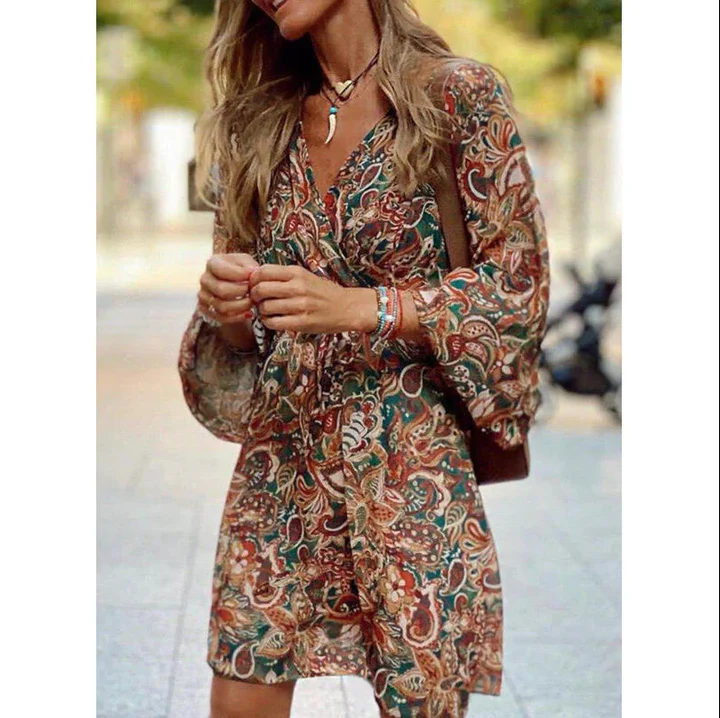 Blessy Boho Dress for Women – Flowy Long Dress with Light Sleeves & Casual Summer Style