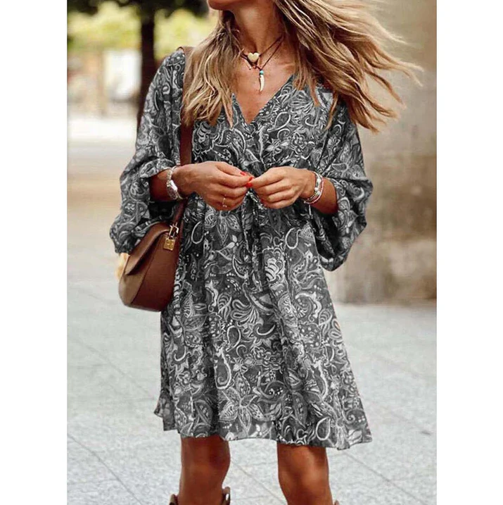 Blessy Boho Dress for Women – Flowy Long Dress with Light Sleeves & Casual Summer Style