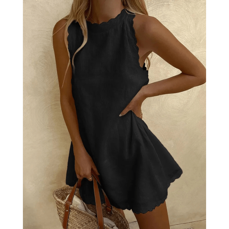 Tosca Midi Dress for Women – Light Summer Dress with Elegant Scalloped Trim & Sleeveless Design