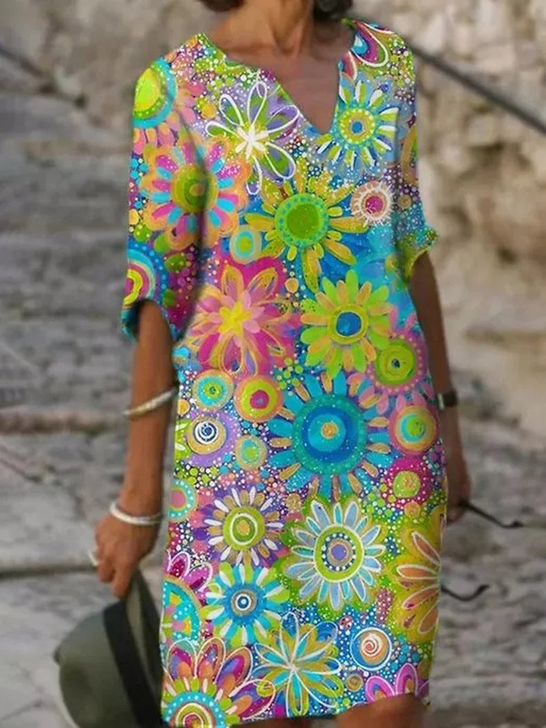 Brianna Boho Dress for Women – Summer Dress with Floral Print, Flowy Cut & Casual Chic Style