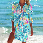 Valencia Classic Shirt Dress for Women – Elegant Trapeze Dress in Summer Colors