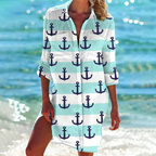 Valencia Classic Shirt Dress for Women – Elegant Trapeze Dress in Summer Colors