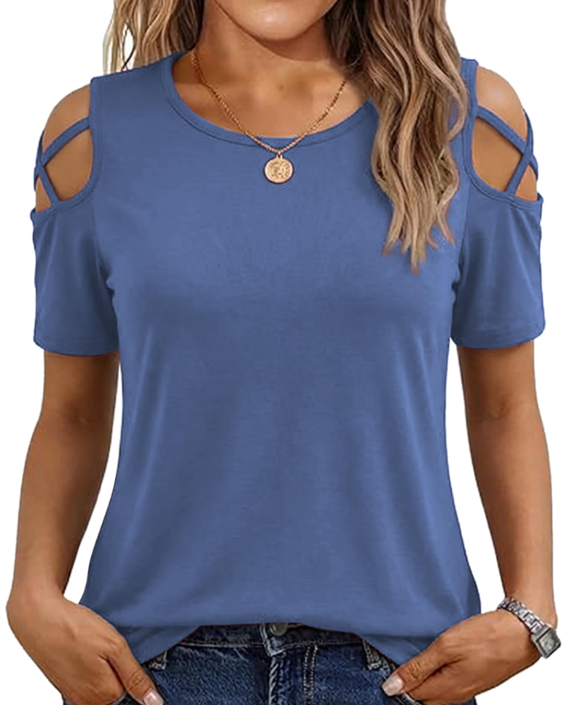 Vina Top for Women – Off-Shoulder Tee, Flowy High-Low Cut & Trendy Summer Style