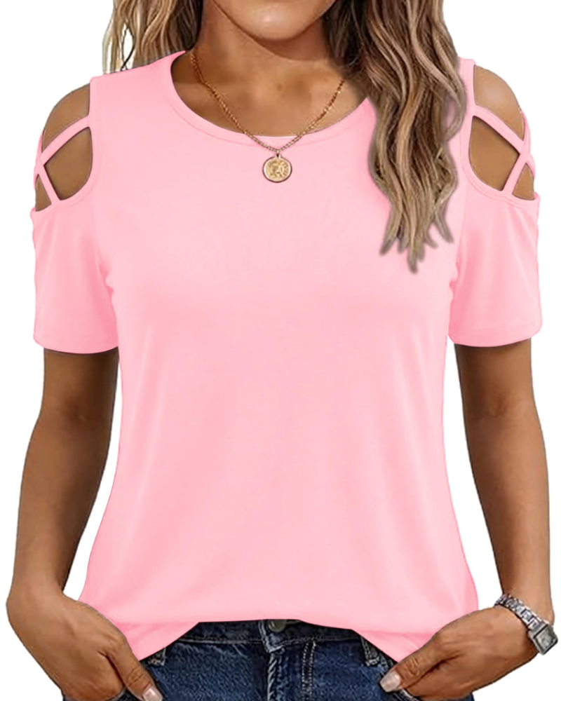 Vina Top for Women – Off-Shoulder Tee, Flowy High-Low Cut & Trendy Summer Style
