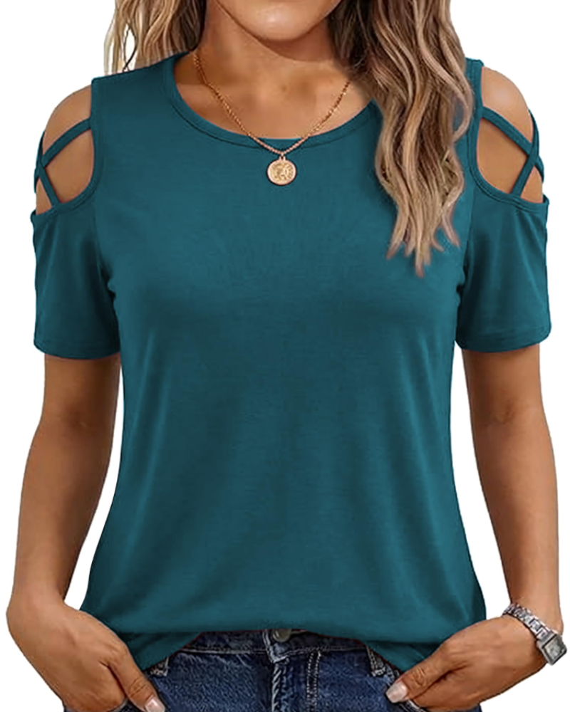 Vina Top for Women – Off-Shoulder Tee, Flowy High-Low Cut & Trendy Summer Style