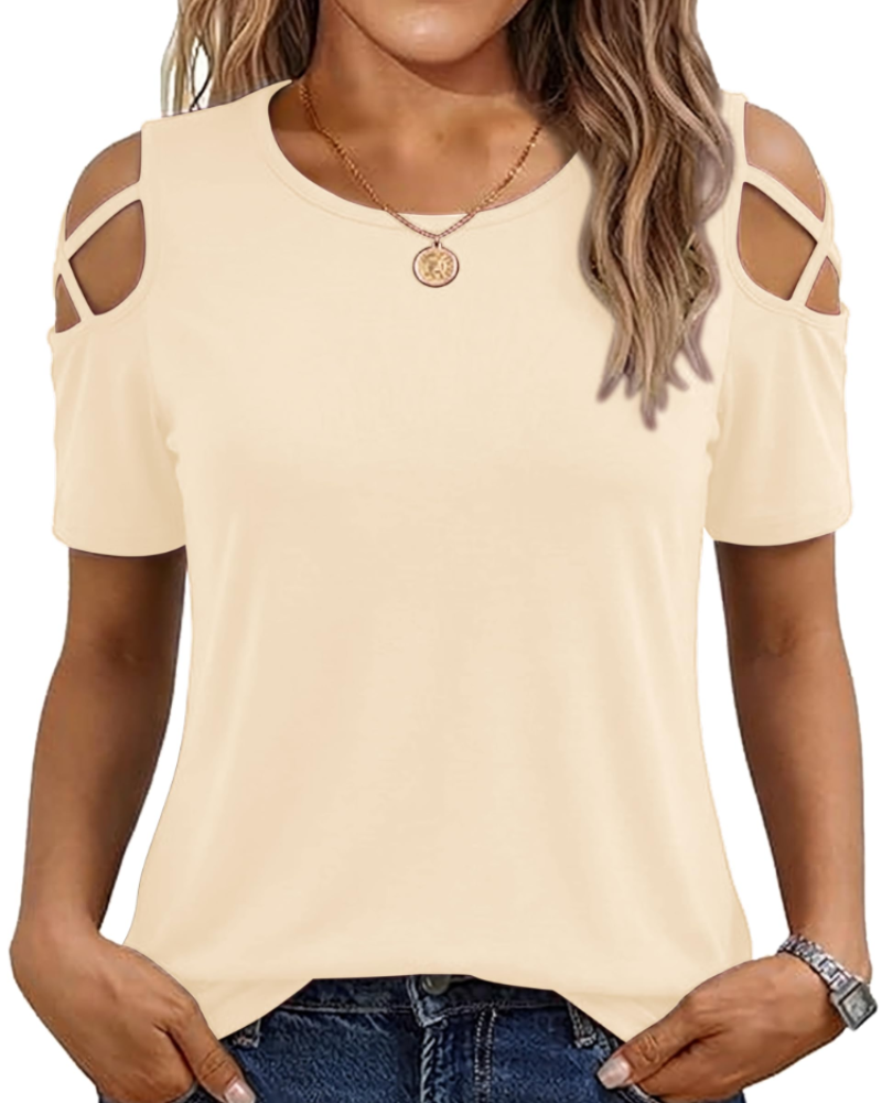 Vina Top for Women – Off-Shoulder Tee, Flowy High-Low Cut & Trendy Summer Style