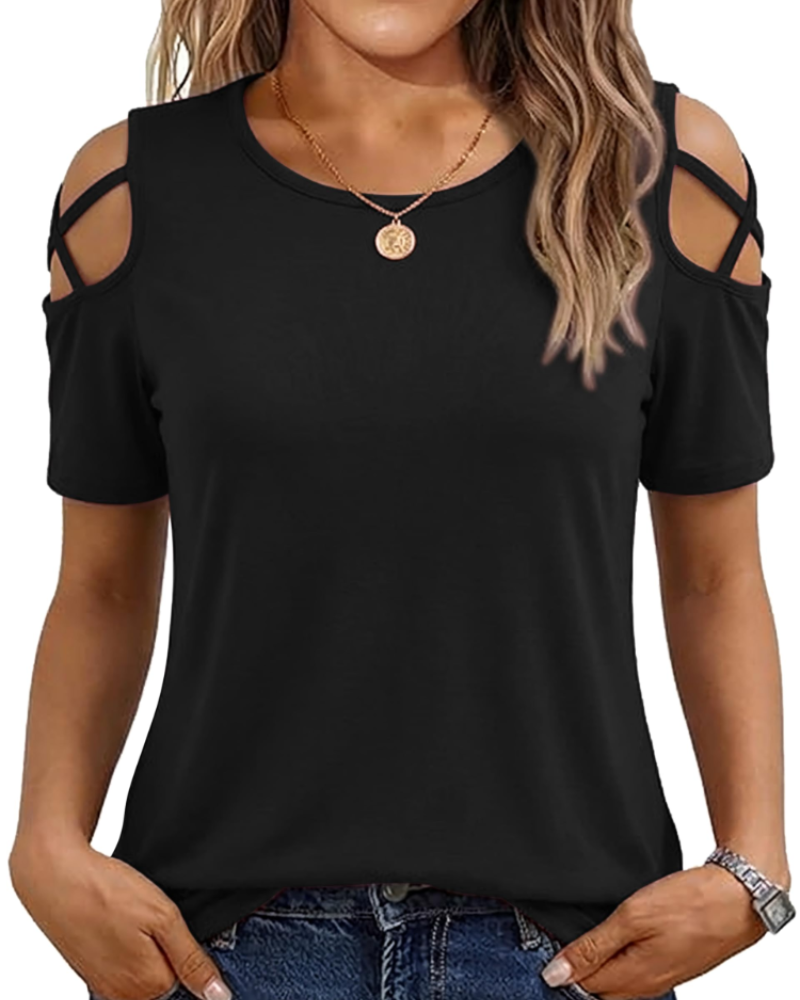 Vina Top for Women – Off-Shoulder Tee, Flowy High-Low Cut & Trendy Summer Style