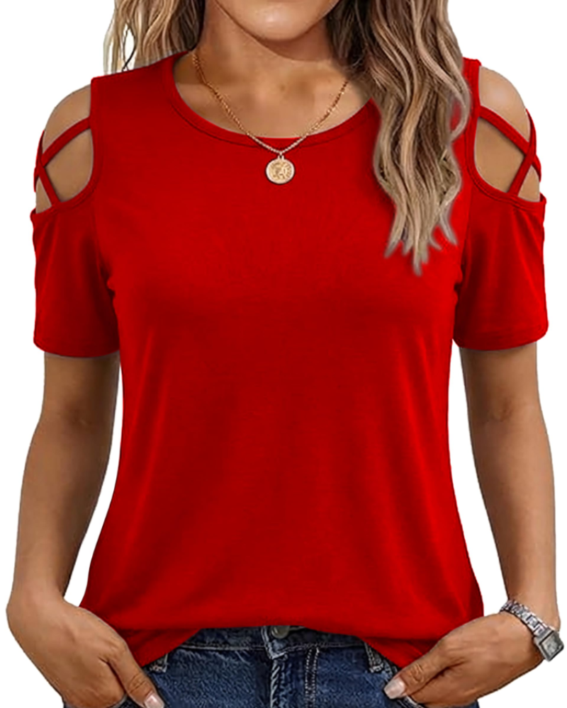 Vina Top for Women – Off-Shoulder Tee, Flowy High-Low Cut & Trendy Summer Style