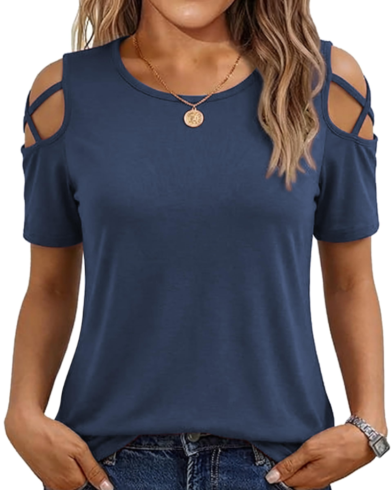 Vina Top for Women – Off-Shoulder Tee, Flowy High-Low Cut & Trendy Summer Style