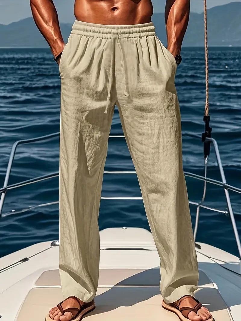 Ethan Pants for Men – Wide Breathable Linen Pants with Loose Cut & Elegant Summer Style