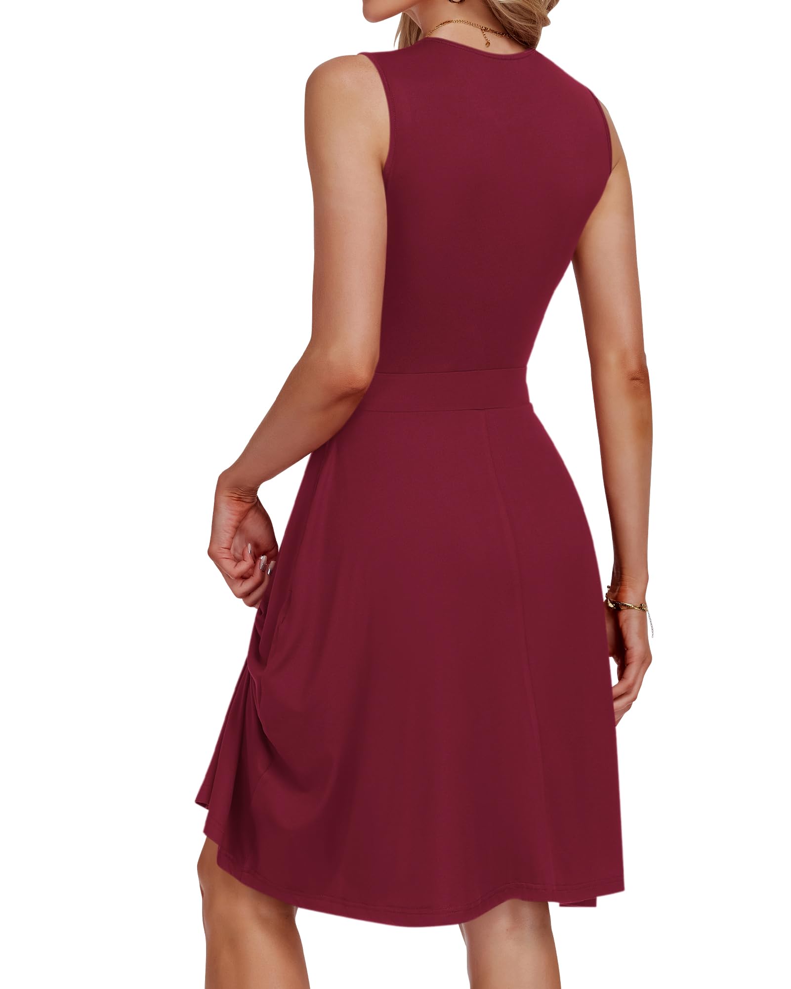 Jessel Dress for Women – Sleeveless Wrap V-Neck, A-Line Cut & Pockets, Knee-Length, Summer