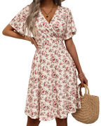 Mella Dress for Women – Floral Wrap Dress, V-Neck, A-Line Cut & Ruffles
