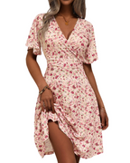 Mella Dress for Women – Floral Wrap Dress, V-Neck, A-Line Cut & Ruffles