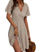 Mella Dress for Women – Floral Wrap Dress, V-Neck, A-Line Cut & Ruffles