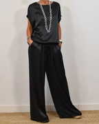 Portia Satin Set for Women – 2-Piece Set with Wide-Leg Pants & Flowy Elegant Top