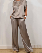 Portia Satin Set for Women – 2-Piece Set with Wide-Leg Pants & Flowy Elegant Top