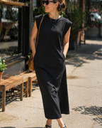 Tulip Long Dress for Women – Sleeveless, Round Neck & Pockets, Flowy Elegant Summer