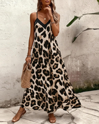 Tansie Summer Dress for Women – Leopard Print, Off-Shoulder & Elegant Flowy Cut