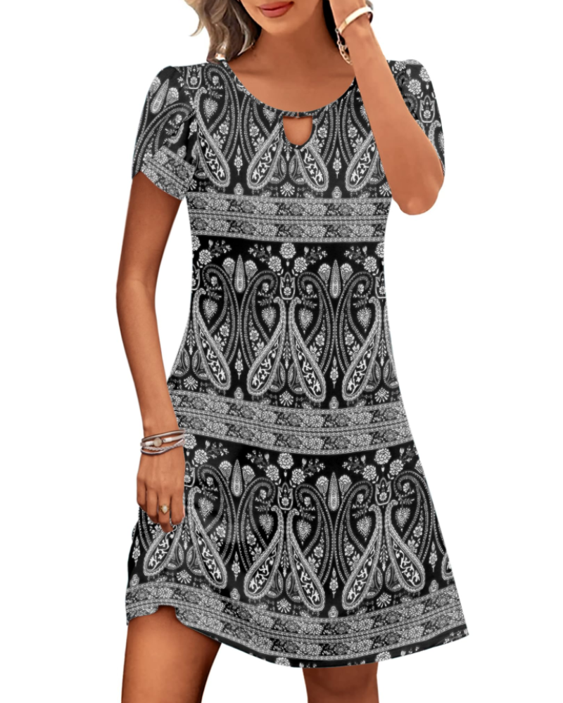 Sendre Dress for Women – Floral T-Shirt Dress, Flowy A-Line with Pockets, Casual Summer