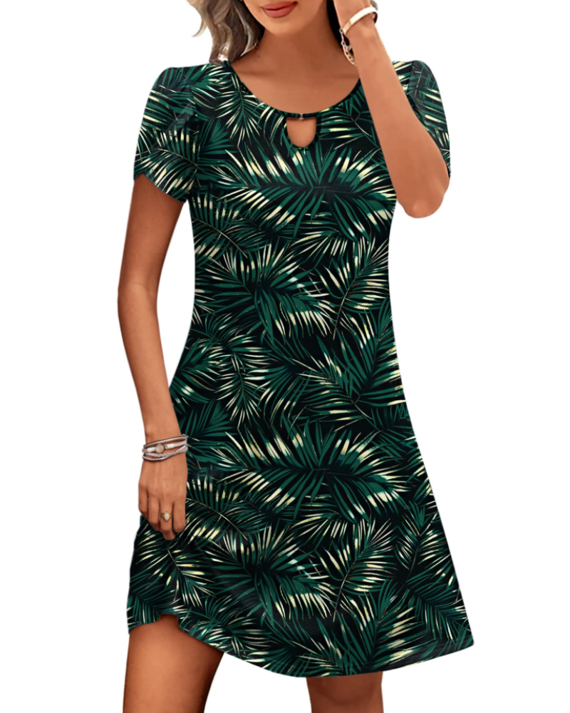 Sendre Dress for Women – Floral T-Shirt Dress, Flowy A-Line with Pockets, Casual Summer