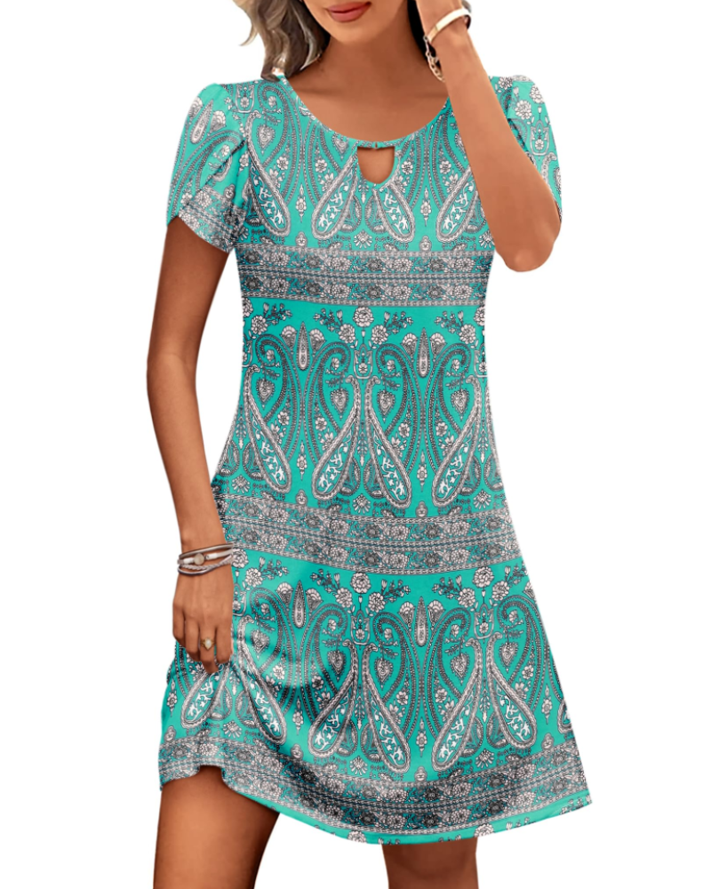 Sendre Dress for Women – Floral T-Shirt Dress, Flowy A-Line with Pockets, Casual Summer