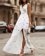 Georgia Maxi Dress for Women – Floral V-Neck, Sleeveless, Elegant Slit & Flowy Cut