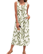 Julia Dress for Women – A-Line Maxi Dress, Sleeveless with Buttons and Pockets, Casual Summer