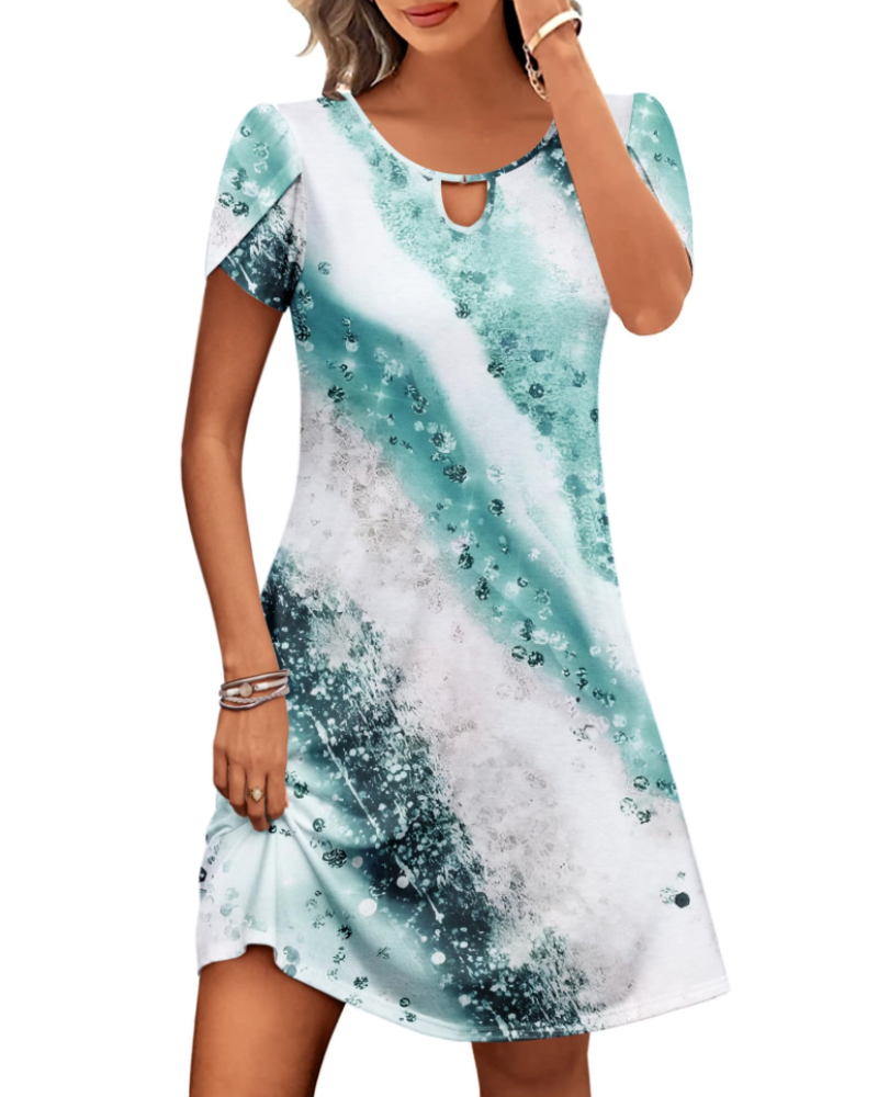 Sendre Dress for Women – Floral T-Shirt Dress, Flowy A-Line with Pockets, Casual Summer