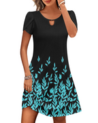 Sendre Dress for Women – Floral T-Shirt Dress, Flowy A-Line with Pockets, Casual Summer