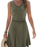 Yolanda Dress for Women – Sleeveless V-Neck, A-Line Cut & Floral Print, Knee-Length, Summer