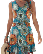 Yolanda Dress for Women – Sleeveless V-Neck, A-Line Cut & Floral Print, Knee-Length, Summer