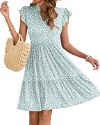 Eula Dress for Women – V-Neck, Flutter Sleeves & Elastic Waist with Pockets, Mini, Summer