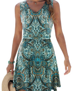 Yolanda Dress for Women – Sleeveless V-Neck, A-Line Cut & Floral Print, Knee-Length, Summer