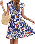 Eula Dress for Women – V-Neck, Flutter Sleeves & Elastic Waist with Pockets, Mini, Summer