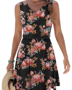 Yolanda Dress for Women – Sleeveless V-Neck, A-Line Cut & Floral Print, Knee-Length, Summer