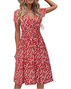 Genesis Dress for Women – Floral Print, Crossover V-Neck & Pockets, Elegant A-Line Cut