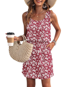 Fiorielle Dress for Women – Sleeveless Round Neck, Adjustable Waist & Pockets, Flowy Summer Cut
