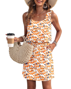 Fiorielle Dress for Women – Sleeveless Round Neck, Adjustable Waist & Pockets, Flowy Summer Cut