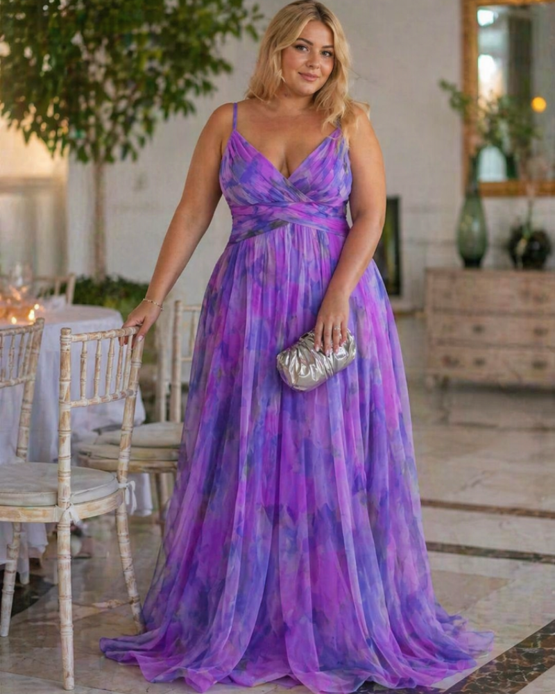 Bellarose Curvy Plus Size Dress for Women – Long Floral Summer Dress, Adjustable Flowy Cut