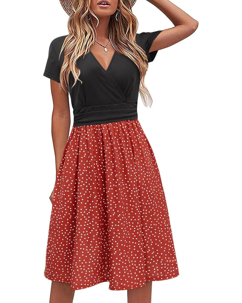 Genesis Dress for Women – Floral Print, Crossover V-Neck & Pockets, Elegant A-Line Cut