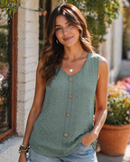 Elira Tank Top for Women – Eyelet V-Neck Top, Flowy Sleeveless Cut & Chic Summer Style