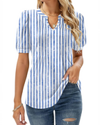 Nina Summer Blouse for Women – Floral V-Neck, Puff Sleeves & Flowy Fit