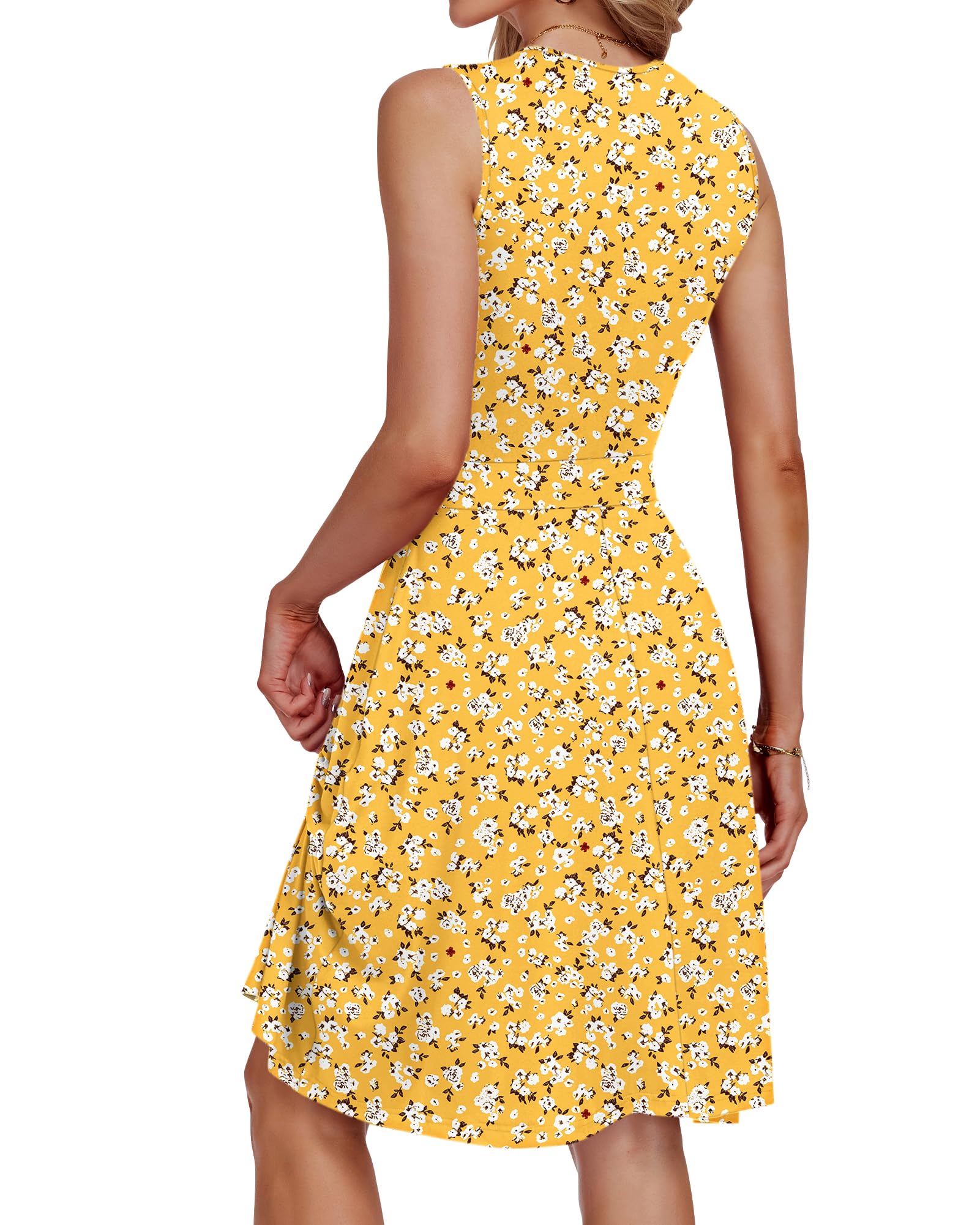 Jessel Dress for Women – Sleeveless Wrap V-Neck, A-Line Cut & Pockets, Knee-Length, Summer