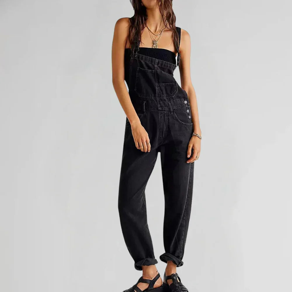 Charlotte Denim Jumpsuit for Women – Elegant and Comfortable, Fitted Cut with Button Placket